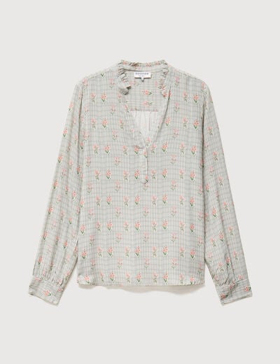 Blouse manches longues bleu gris femme