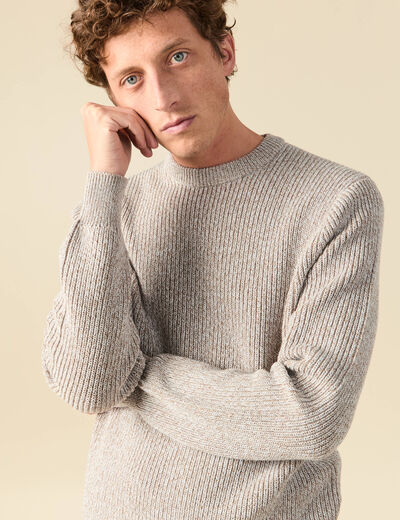 Pull manches longues gris clair homme