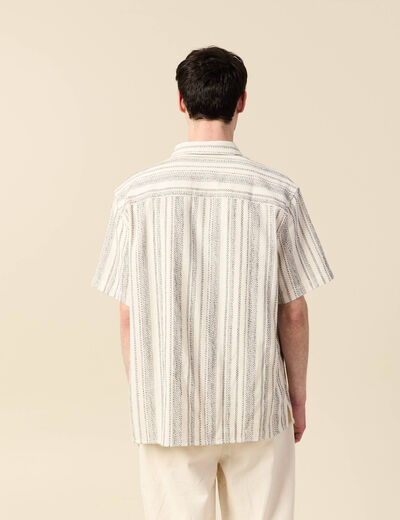 Chemise col classique manches courtes ecru homme
