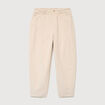 Pantalon barrel taille haute velours ivoire femme
