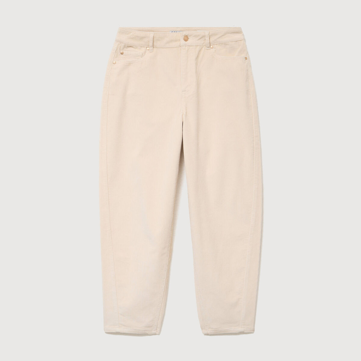 Pantalon barrel taille haute velours ivoire femme