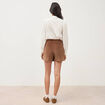 Jupe-short taille haute en velours vieux rose femme