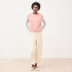 Pantalon barrel taille haute velours ivoire femme