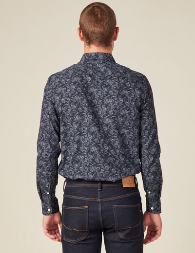 Chemise à manches longues bleu marine homme