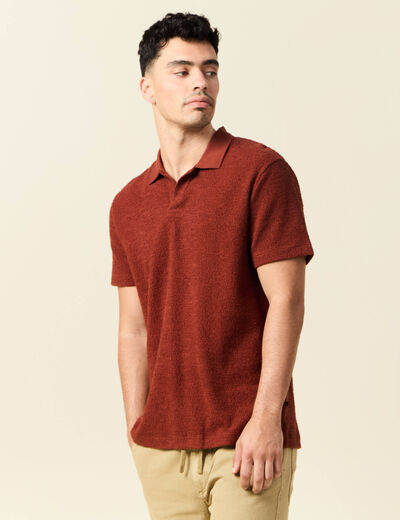 Polo manches courtes marron cognac homme