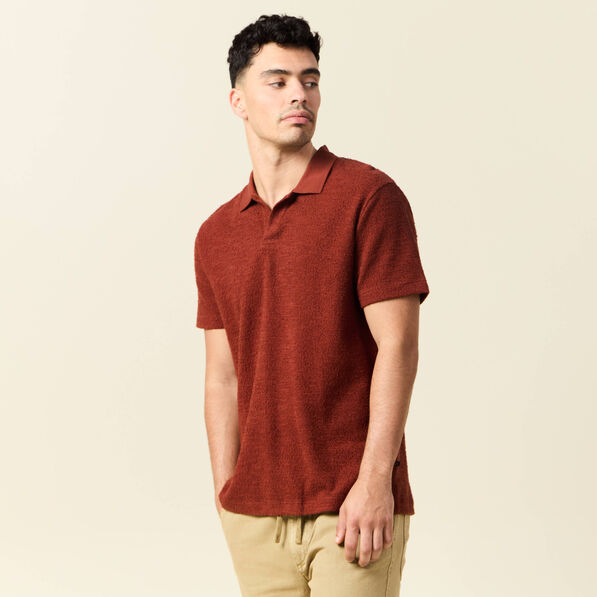 Polo manches courtes marron cognac homme