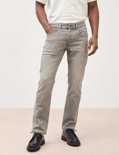 Jeans straight longueur 32 en coton denim snow gris homme