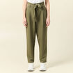 Pantalon carotte ceinturé vert kaki femme