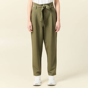 pantalon carotte ceinture vert kaki femme Pantalon carotte ceinturé vert kaki femme