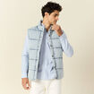 Doudoune sans manches en jean denim bleach homme
