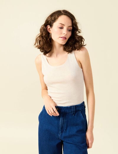Débardeur femme uni col arrondi Instinct beige femme