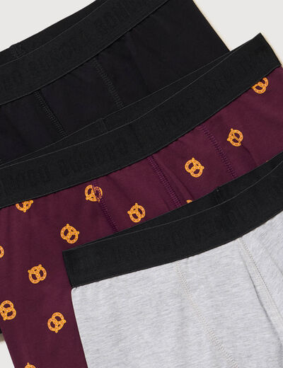 Lot de 3 boxers prune homme