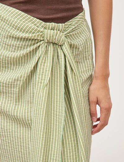 Jupe taille haute fluide vert menthe femme