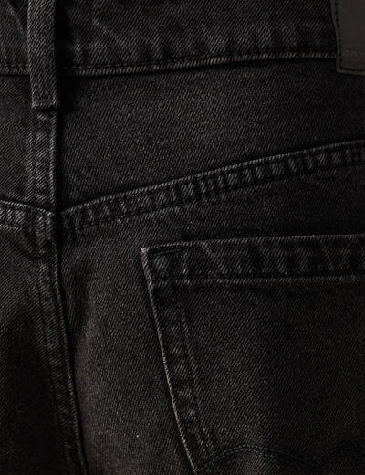 Jeans large taille haute denim noir femme