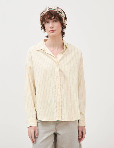 Chemise manches longues fluide creme femme