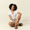 Short boyfriend ceinturé jean denim blanc femme