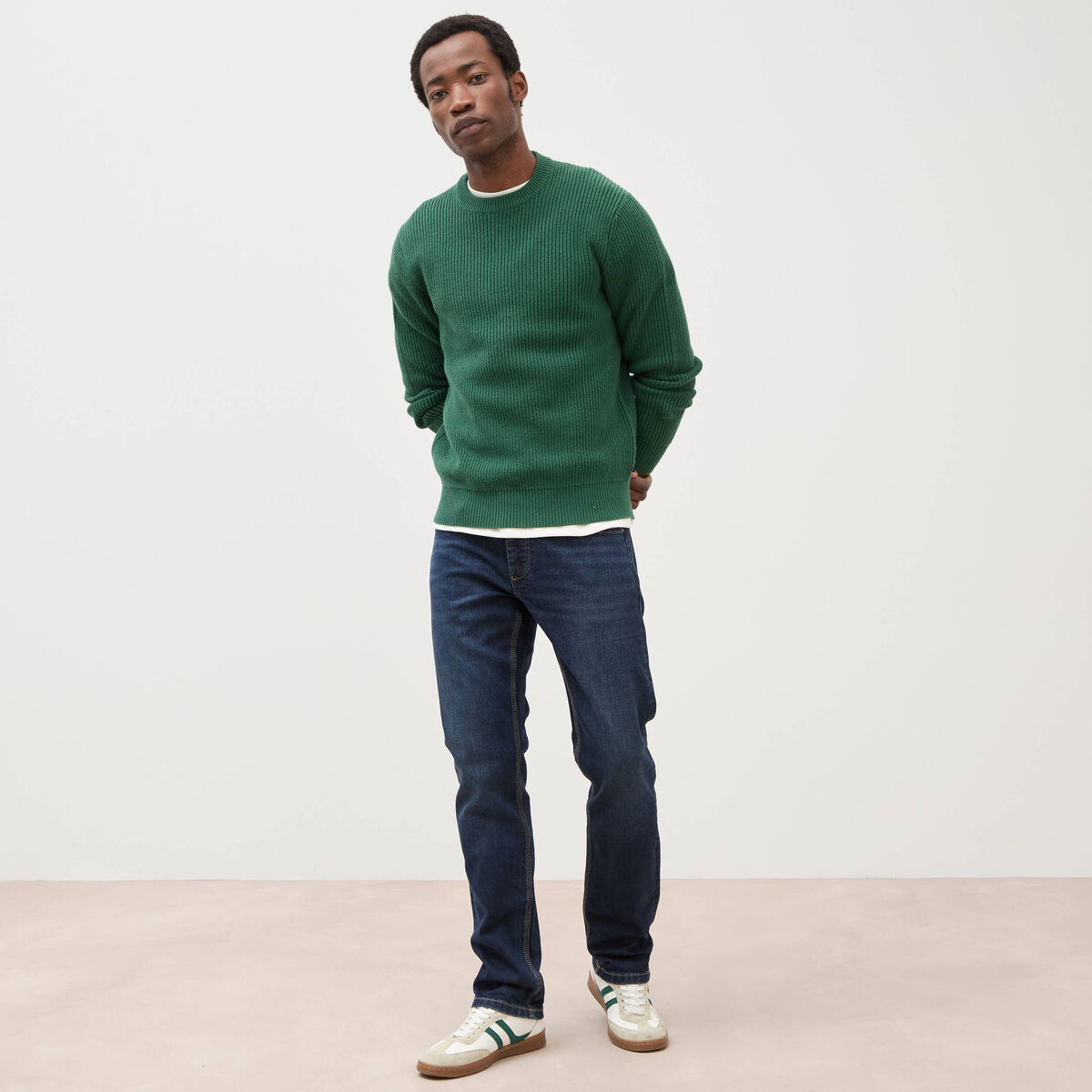 Jeans straight longueur 34 denim brut homme
