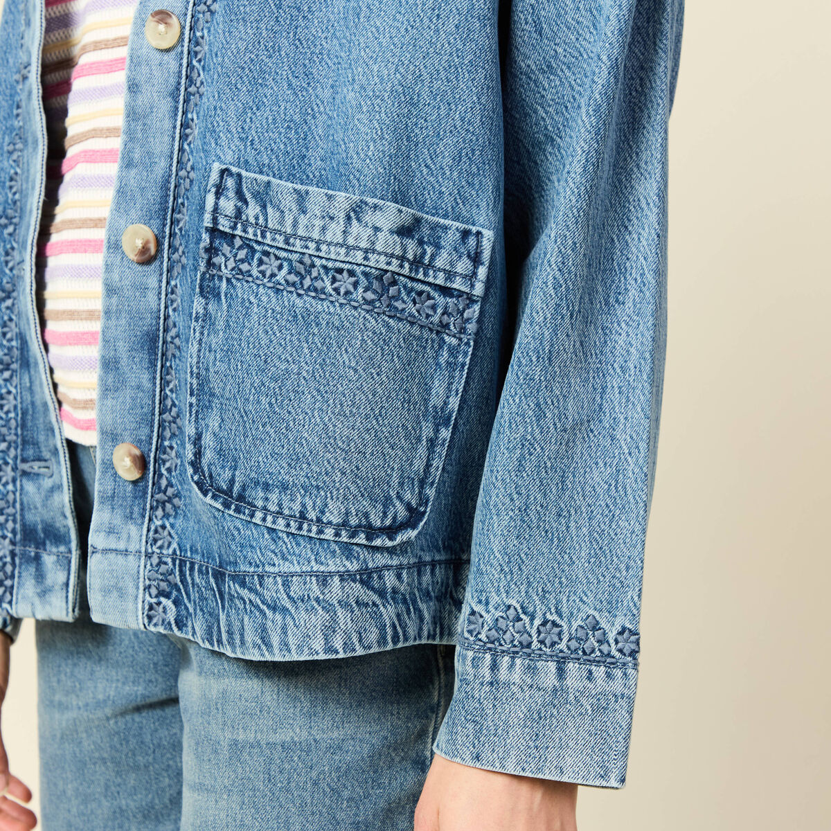 Surchemise en jeans manches longues denim dirty femme