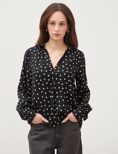 Blouse ample manches longues noir femme