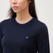 Pull fin col rond manches longues bleu fonc&eacute; femme