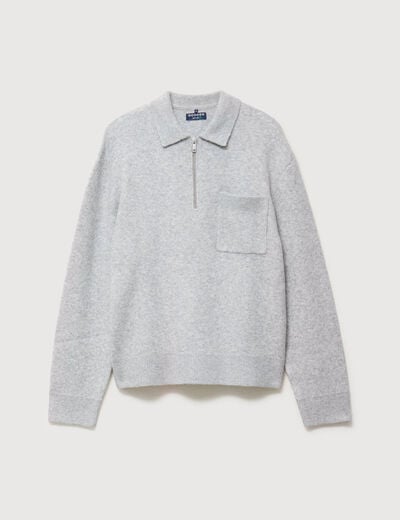 Pull droit manches longues gris homme