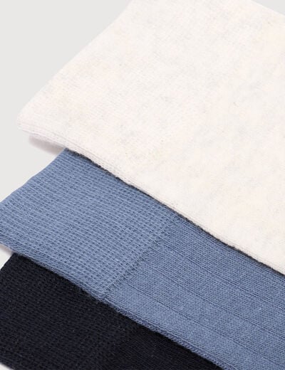 Lot de 3 paires chaussettes hautes bleu gris homme