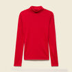 T-shirt cintr&eacute; manches longues col roul&eacute; rouge femme
