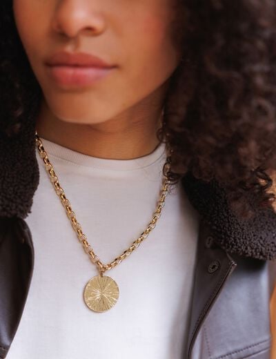 Collier avec cha&icirc;ne couleur or femme
