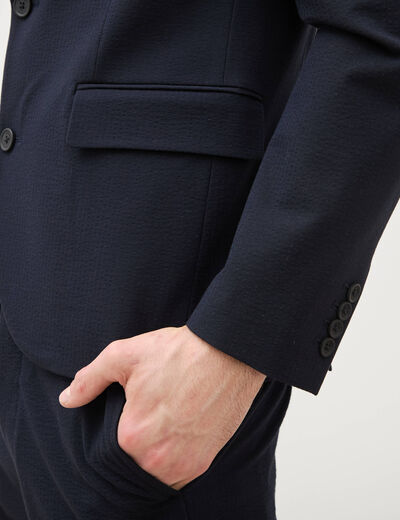 Blazer cintr&eacute; manches longues doubl&eacute; bleu marine homme