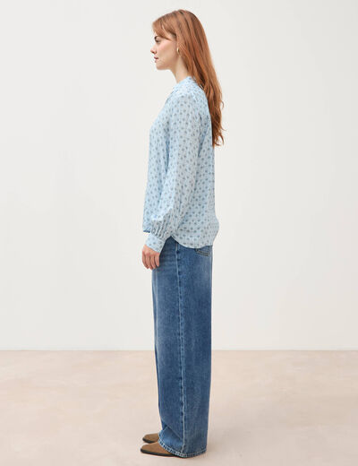 Blouse manches longues bleu ciel femme