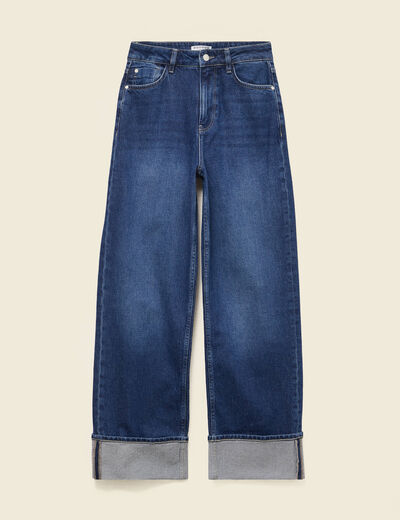 Jeans straight taille haute denim brut femme