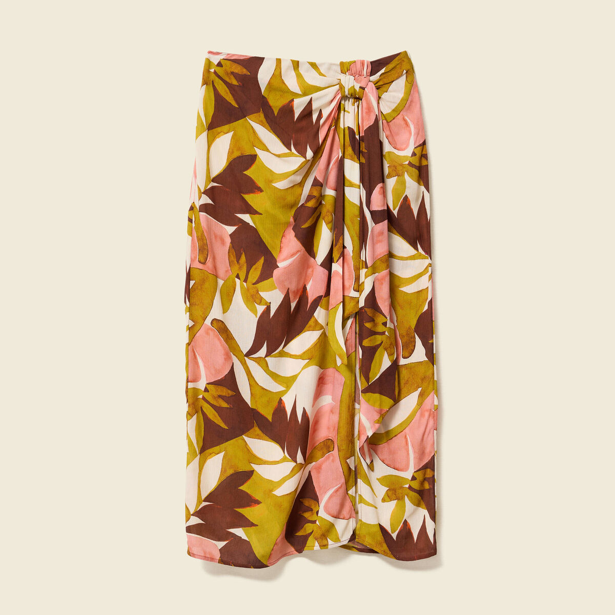 Jupe taille standard marron cognac femme