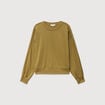 Sweat droit en coton manches longues camel femme