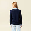 Pull manches longues 2-en-1 bleu fonc&eacute; femme