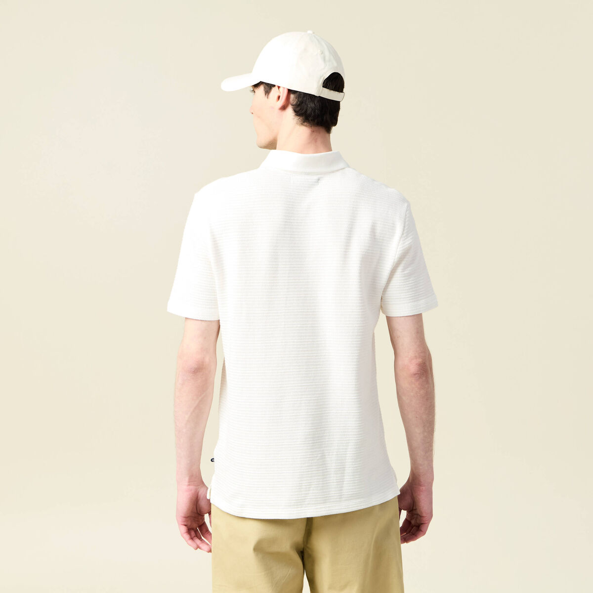 Polo manches courtes en coton ecru homme