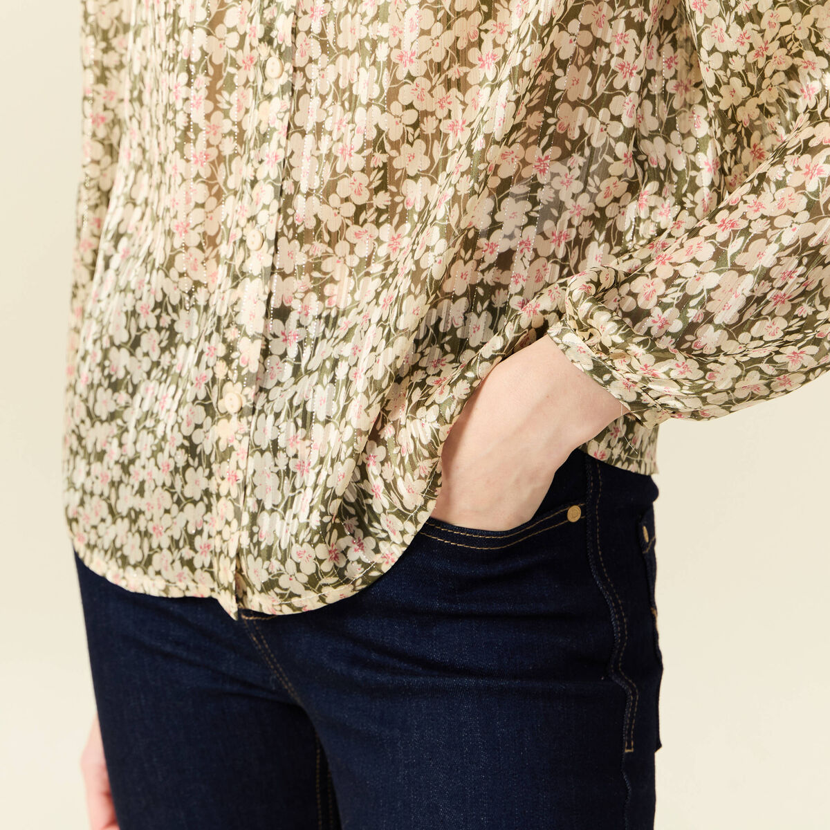 Chemise éco-responsable vert kaki femme
