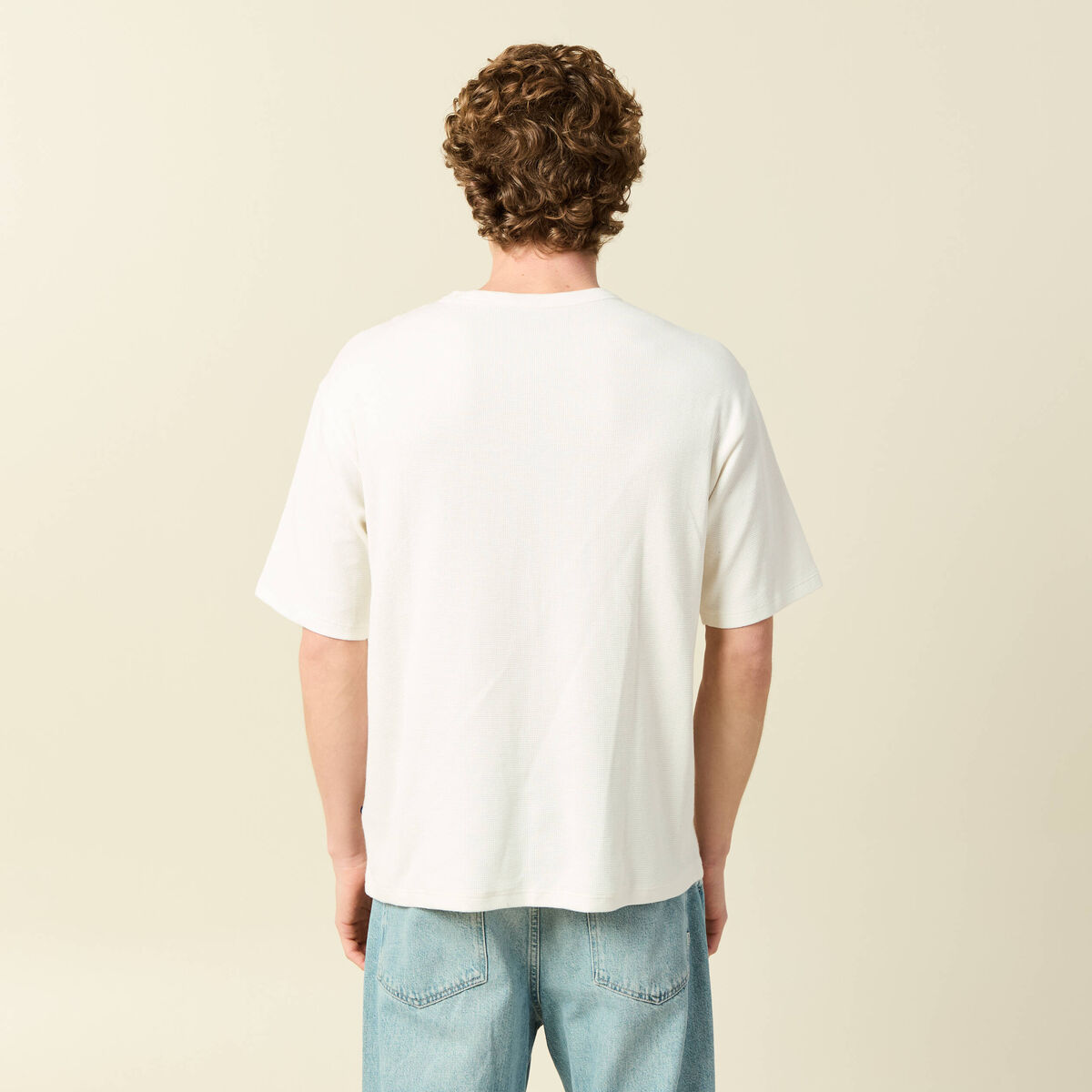 T-shirt ample en coton manches courtes ecru homme