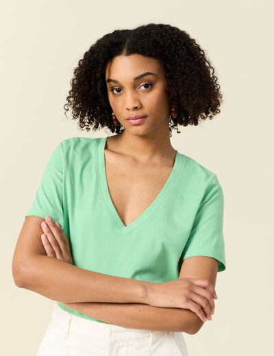 T-shirt manches courtes vert clair femme