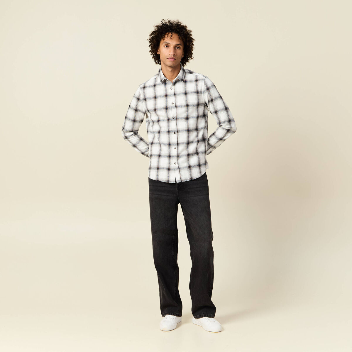 Chemise manches longues bleu marine homme