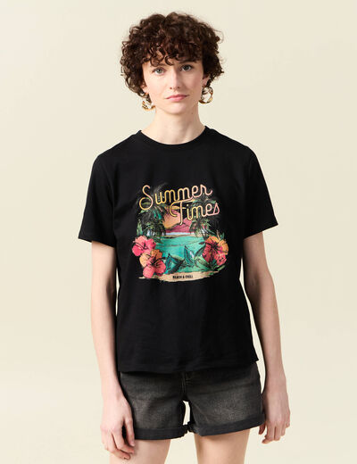 T-shirt manches courtes noir femme