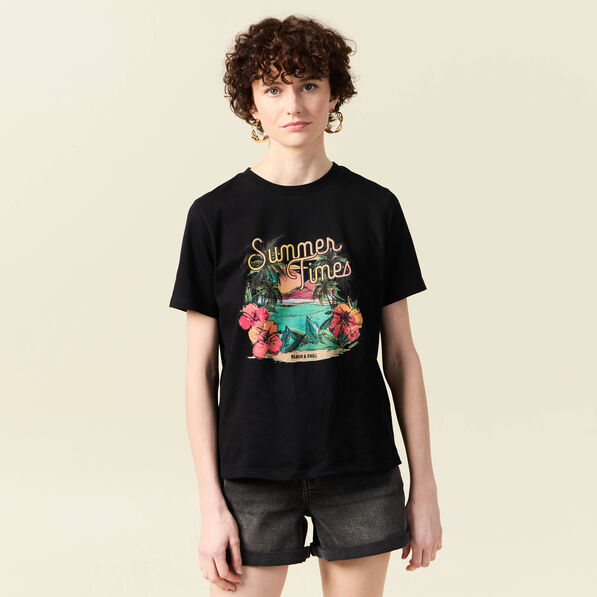 t shirt manches courtes noir femme T-shirt manches courtes noir femme