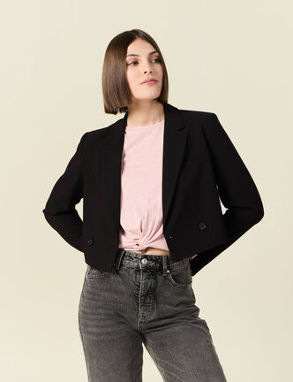 Veste courte éco-responsable noir femme