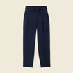 Pantalon carotte ceinturé bleu marine femme