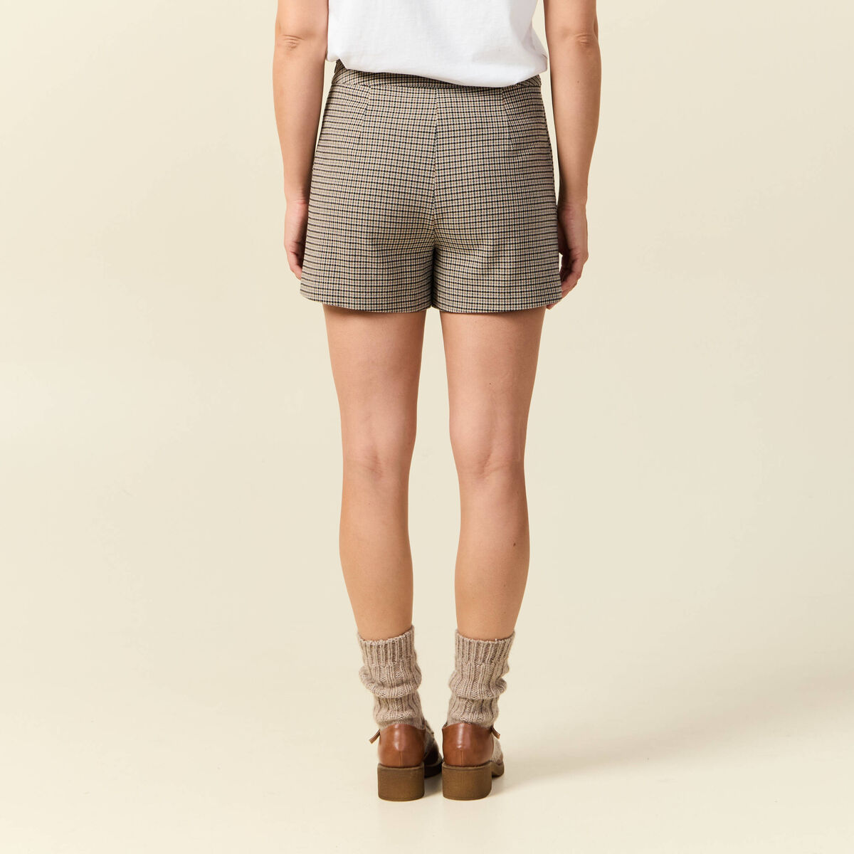 Jupe-short fluide avec doublure noir femme
