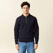 Pull manches longues col polo bleu marine homme