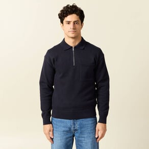 pull manches longues col polo bleu marine homme Pull manches longues col polo bleu marine homme