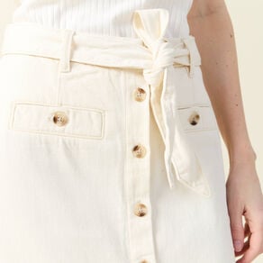 jupe midi trapeze denim blanc femme Jupe midi trapèze denim blanc femme
