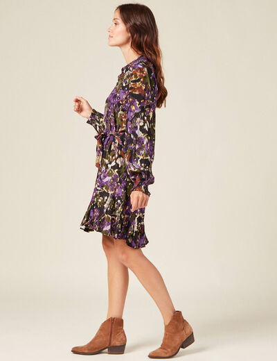 Robe patineuse ceintur&eacute;e noir femme