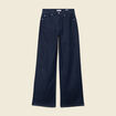 Jeans large taille haute denim brut rinse femme
