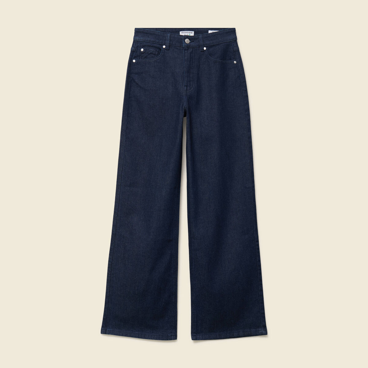 Jeans large taille haute denim brut rinse femme